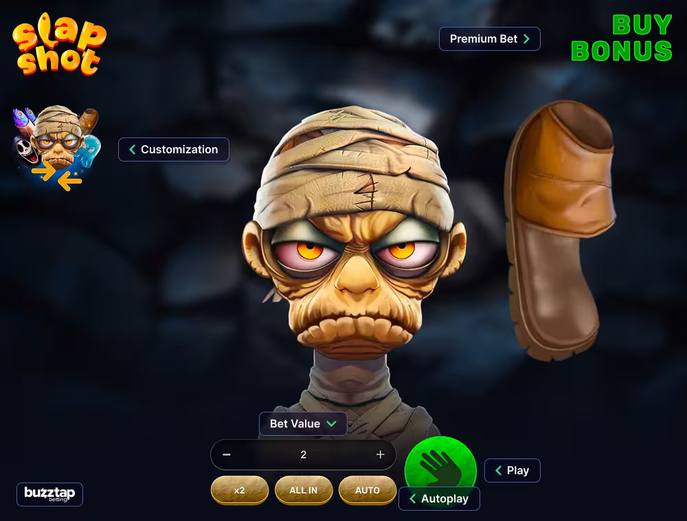 Slap Shot betting panel and game controls