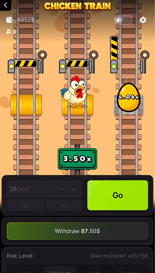 Chicken Train mobile gameplay screenshot mid round