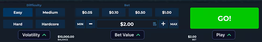 Cat Cross betting panel and game controls