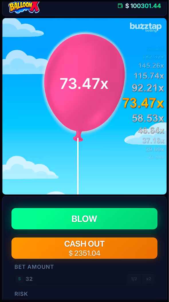 BalloonX mobile gameplay screenshot big win