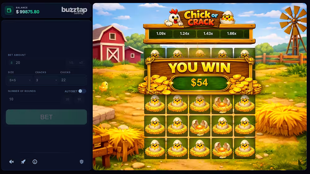Chick or Crack gameplay screenshot cash out the win