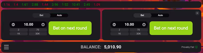 A screenshot showing the duel betting panel system in-game