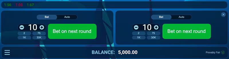 Christmas Crash by Evoplay dual betting panel screenshot
