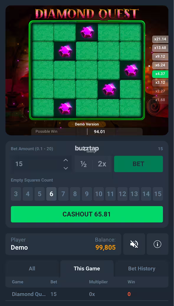 Diamond Quest mobile gameplay mid round