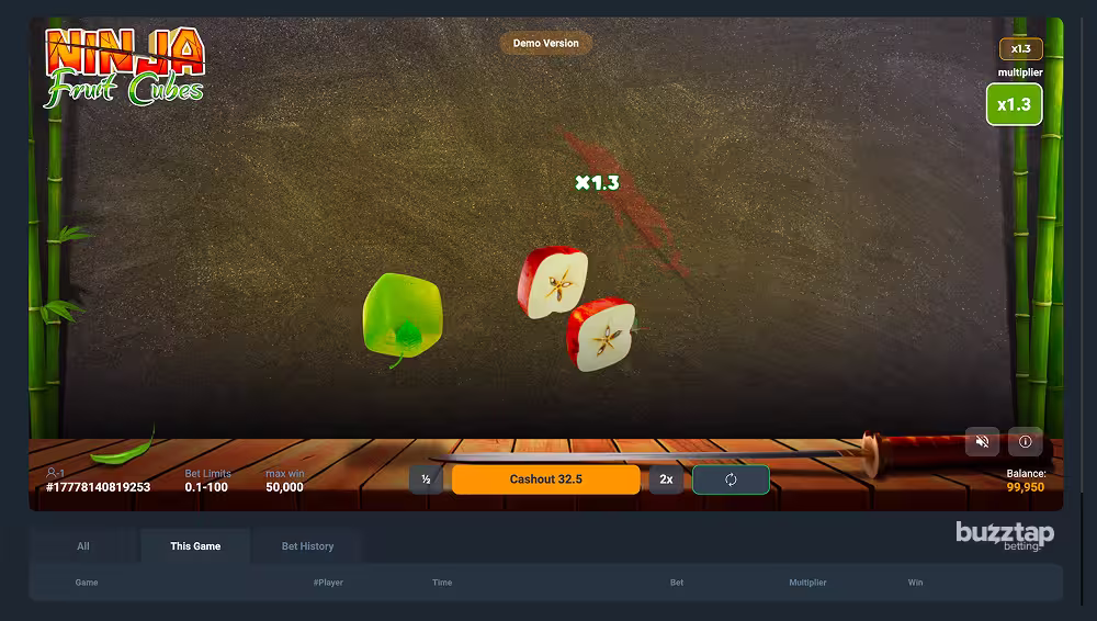 Gameplay screenshot of Ninja Fruit Cubes by PopOK Gaming