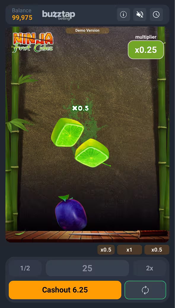 Ninja Fruit Cubes mobile gameplay base game