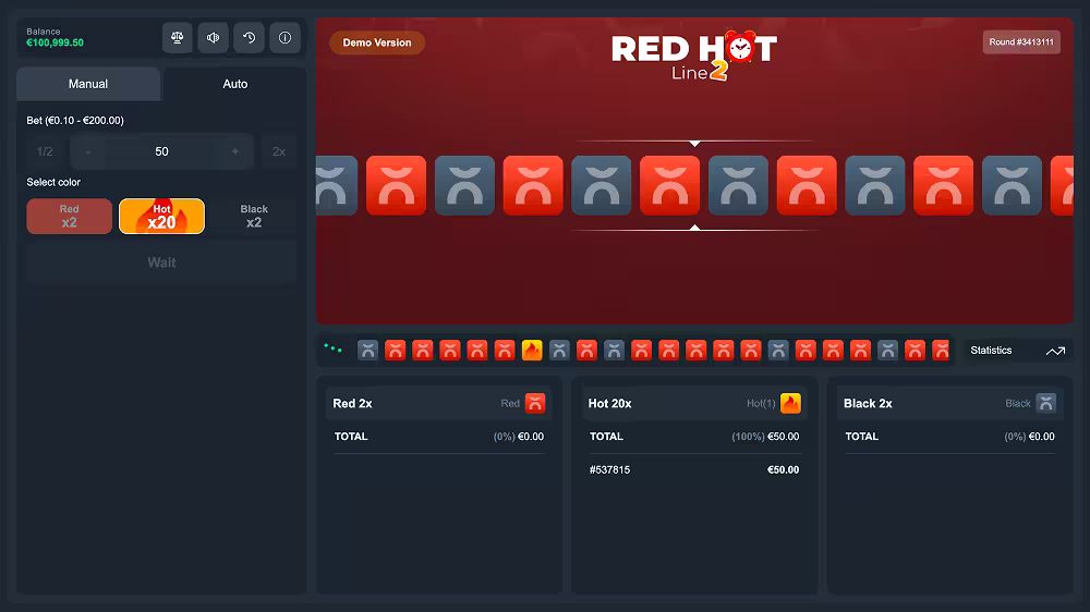 Red Hot Line 2 gameplay screenshot live bets