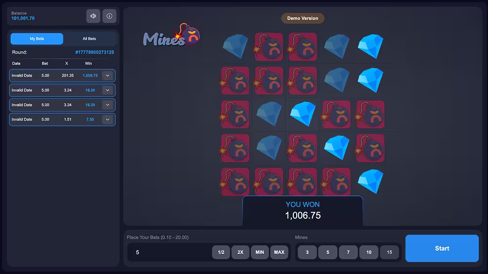 Mines by PopOK Gaming massive 200x multiplier win screenshot