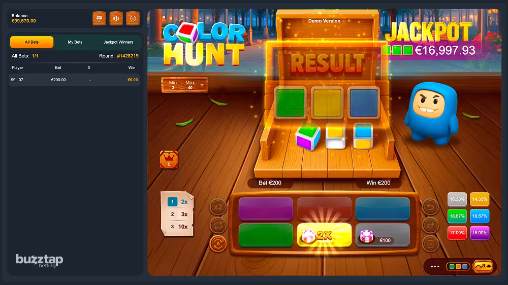 Color Hunt screenshot of gameplay winning a round betting on yellow