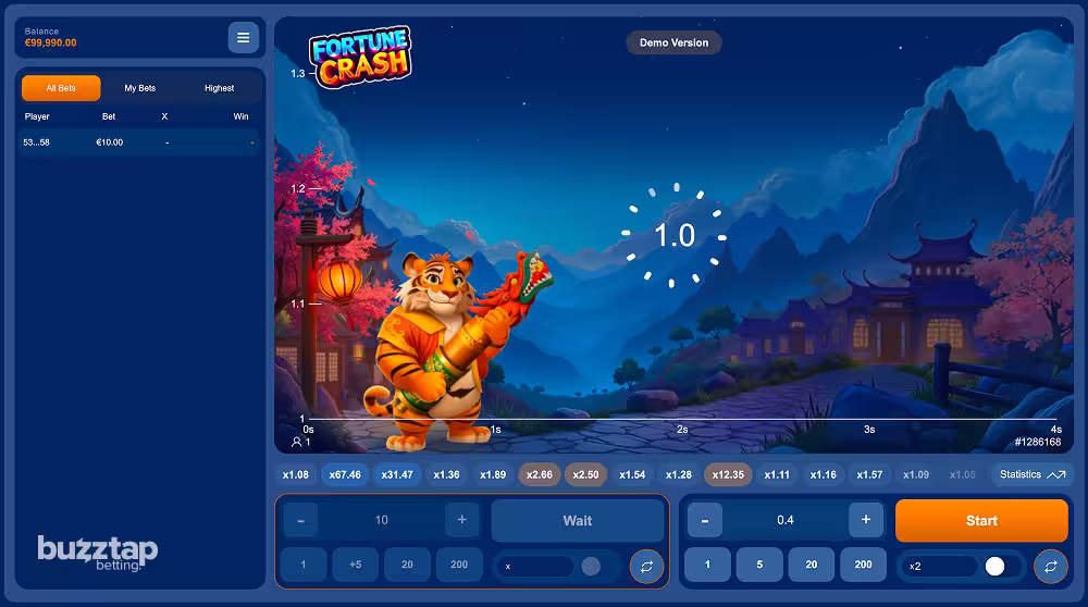 Fortune Crash PopOK Gaming gameplay screenshot bet placed