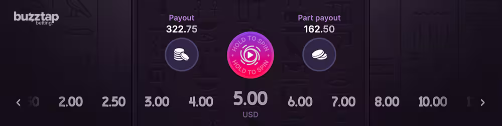 SpinRa betting panel and game controls