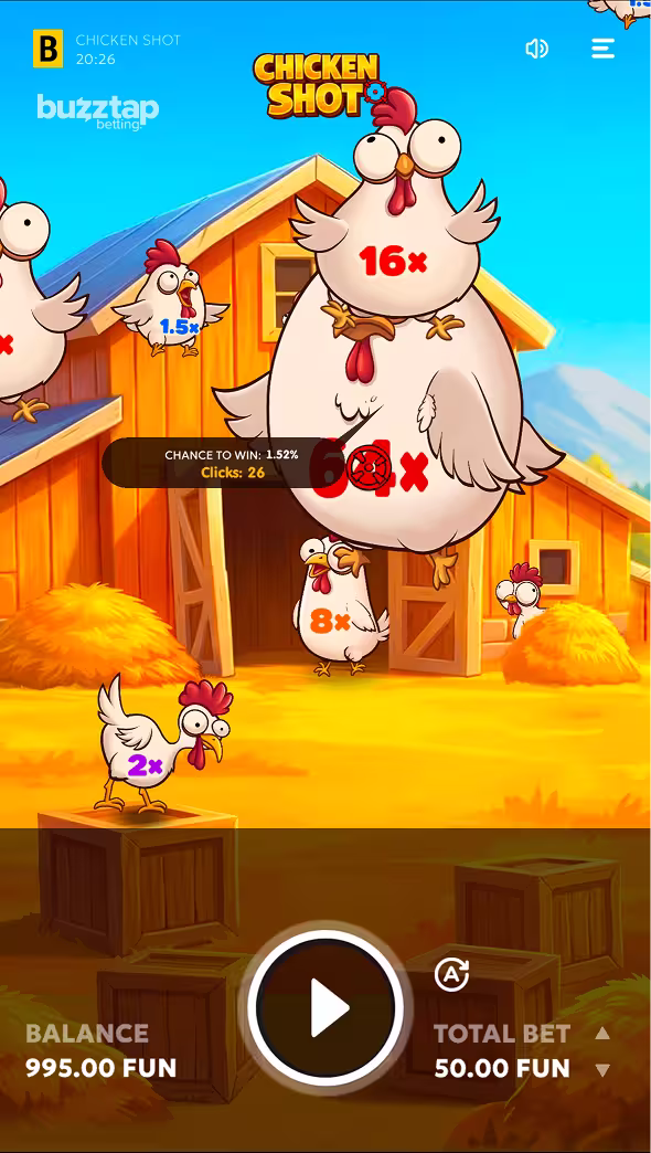 Chicken Shot by BGaming mobile gameplay shooting chickens