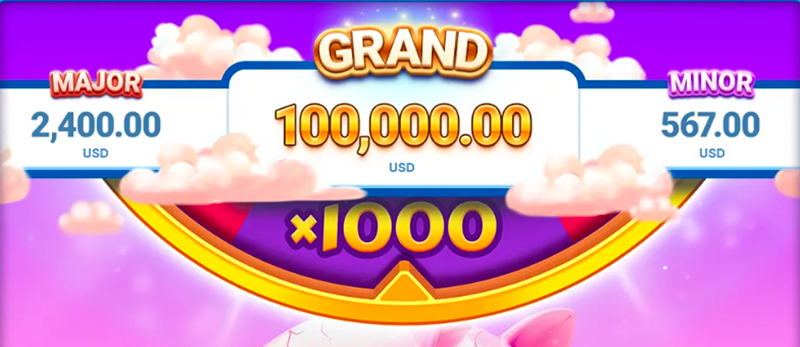 Prize Wheel feature bonus in Piggy Tap game