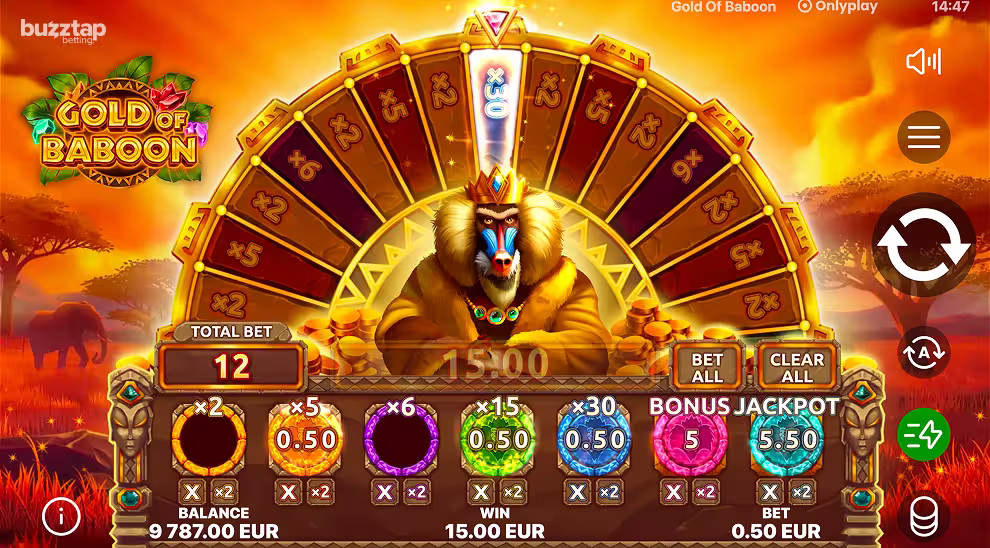 Gold of Baboon wining segment wheel spin at 30x screenshot