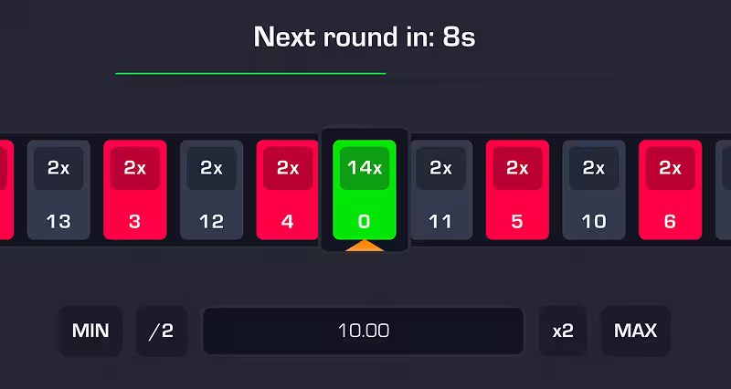 Double Online betting panel and pre round countdown