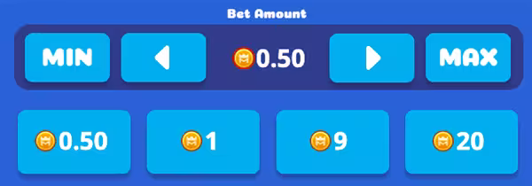 Chicken Crossy betting menu and controls