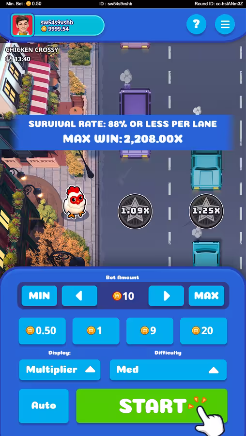 Chicken Crossy mobile gameplay screenshot round starting