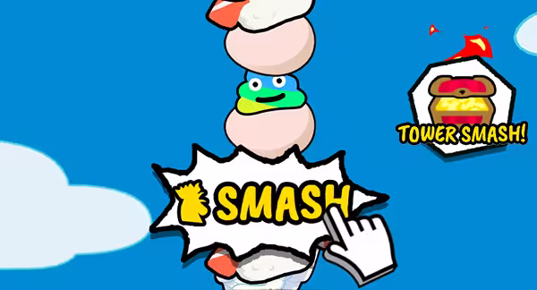 A screenshot of the big SMASH bet button in Toridama Tap Smash