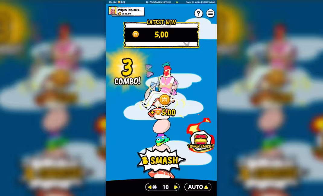 A gameplay screenshot of Toridama tap Smash breaking objects to claim win multipliers