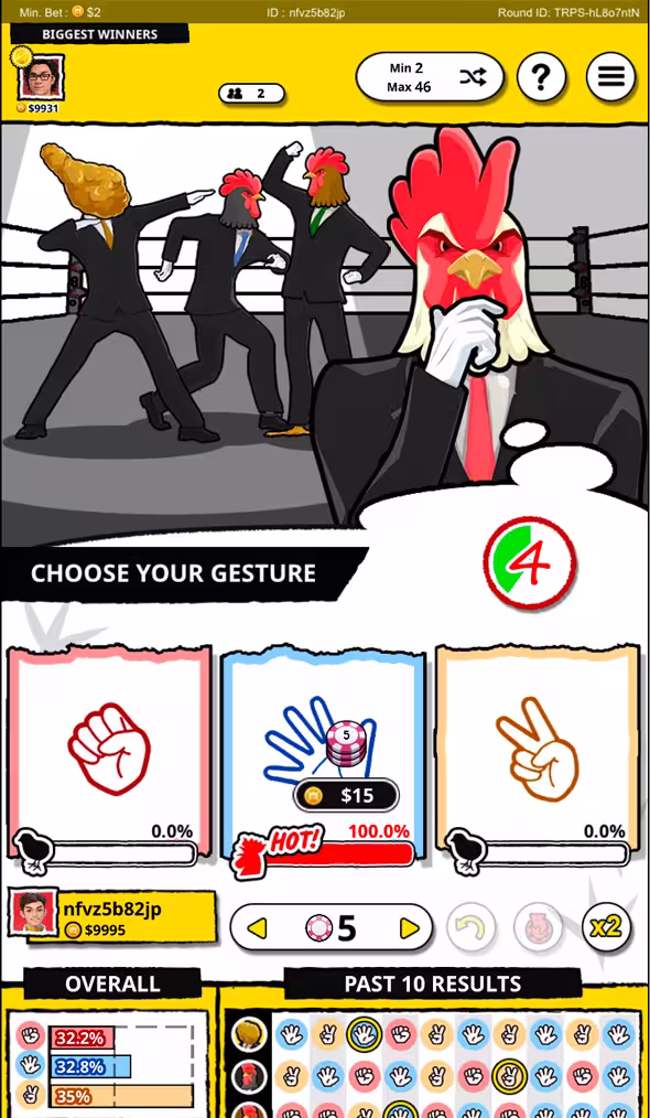 Toridama Rock Paper Scissors mobile gameplay screenshot pre-round countdown