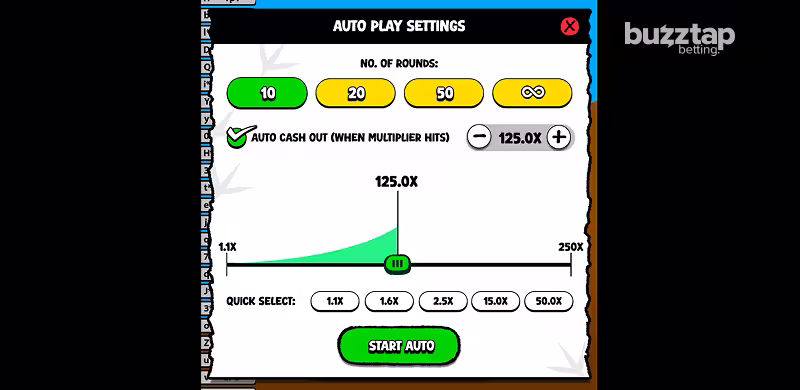 A screenshot of the Toridama Crash auto play settings