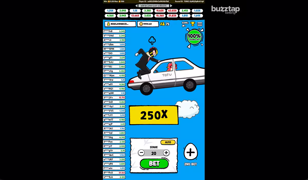 A screenshot of Toridama Crash max win round result