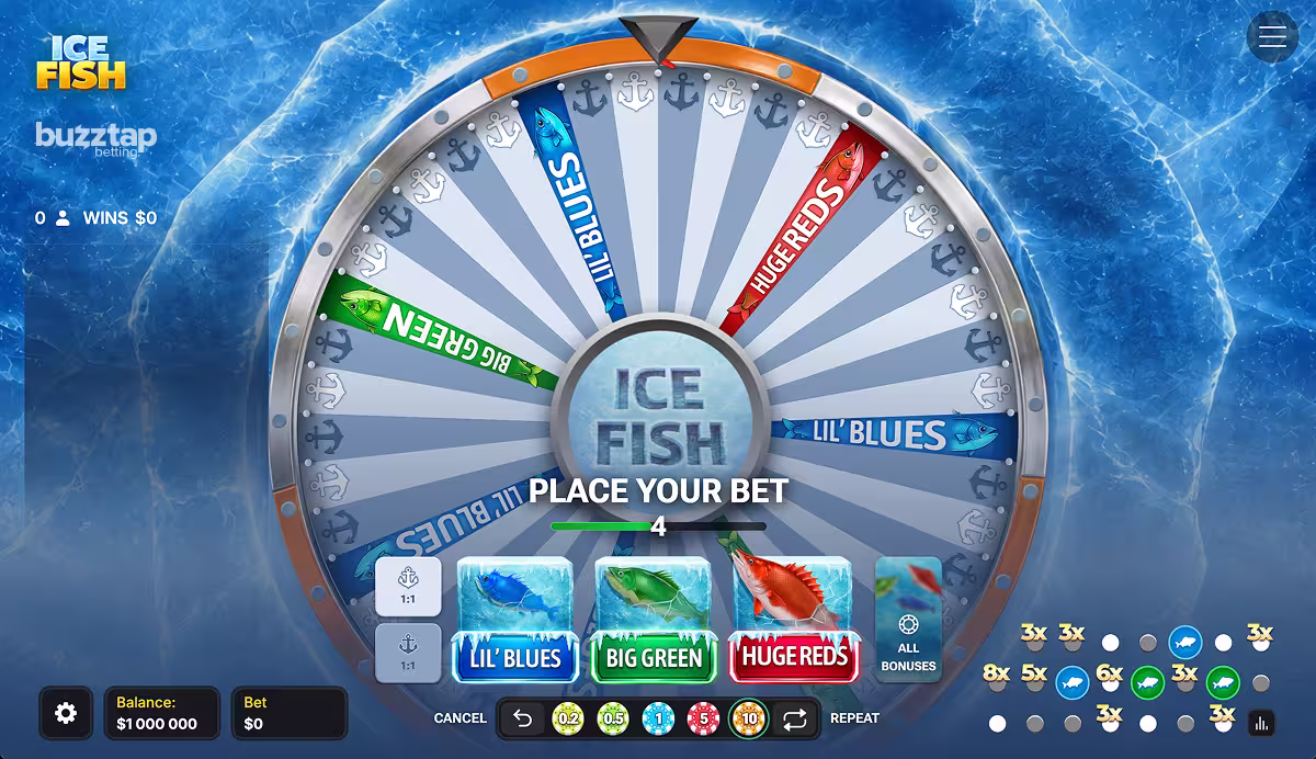 A gameplay screenshot of Ice Fish by InOut Games base game