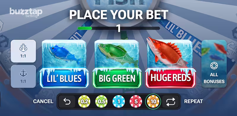 Ice Fish by InOut Games betting panel and game controls screenshot