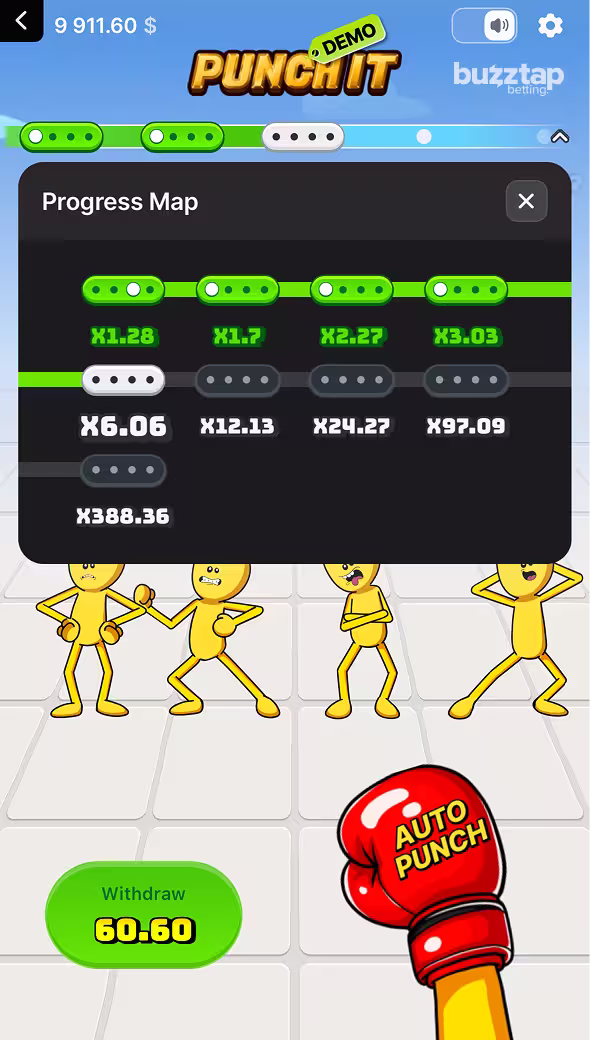 Punch It mobile gameplay screenshot progress tracker