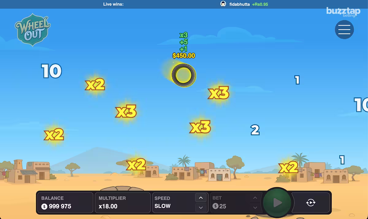 Wheel Out gameplay screenshot collecting multipliers