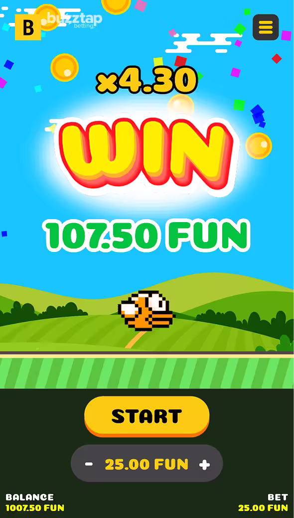 Lucky Birds crash gameplay showing a win