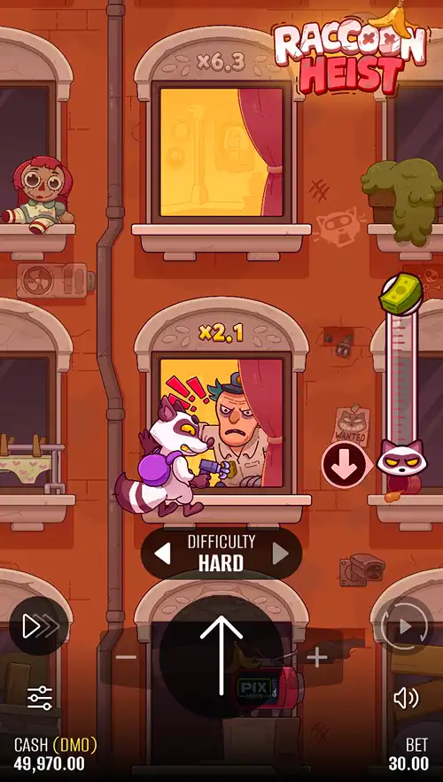 A gameplay screenshot of Raccoon Heist triggering the guest alarm for a losing bet