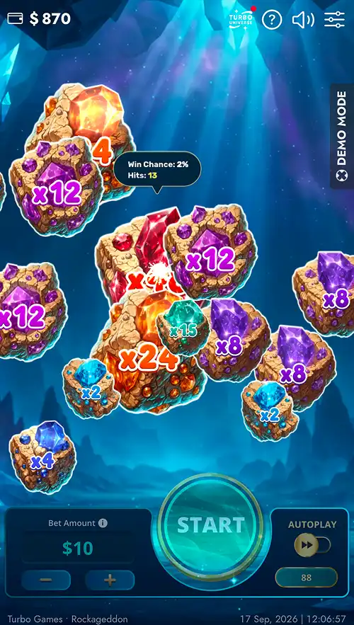 A gameplay screenshot of Jewel Clicker Rockageddon showing the click tracker pop up data
