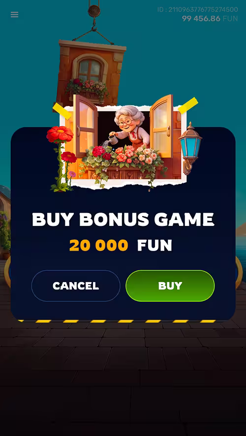 A gameplay screenshot of Tower Rush 2 by Galaxsys featuring the Bonus Buy menu
