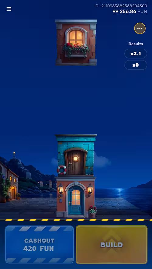 A gameplay screenshot of Tower Rush 2 by Galaxsys showing a round of the bonus game