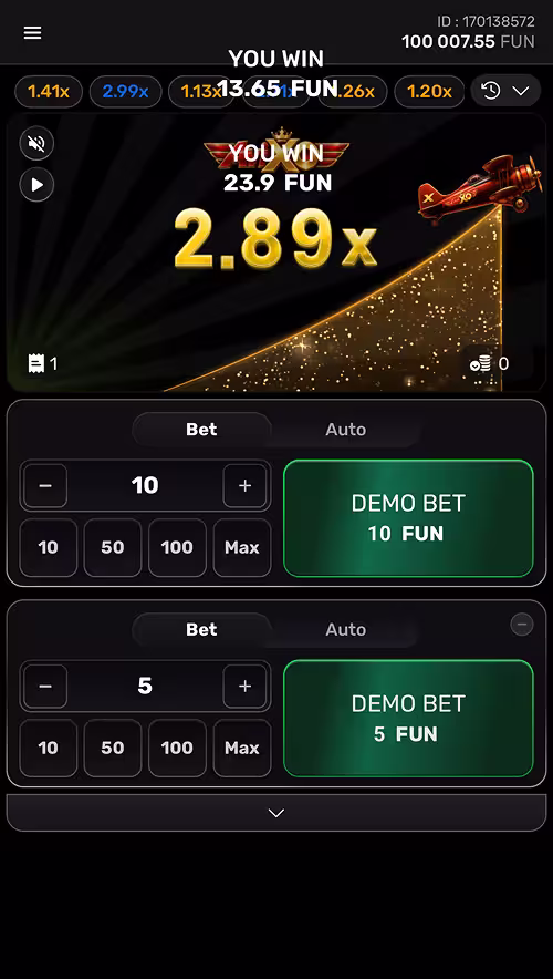A gameplay screenshot of Aviox by Galaxsys with two bets cashed out