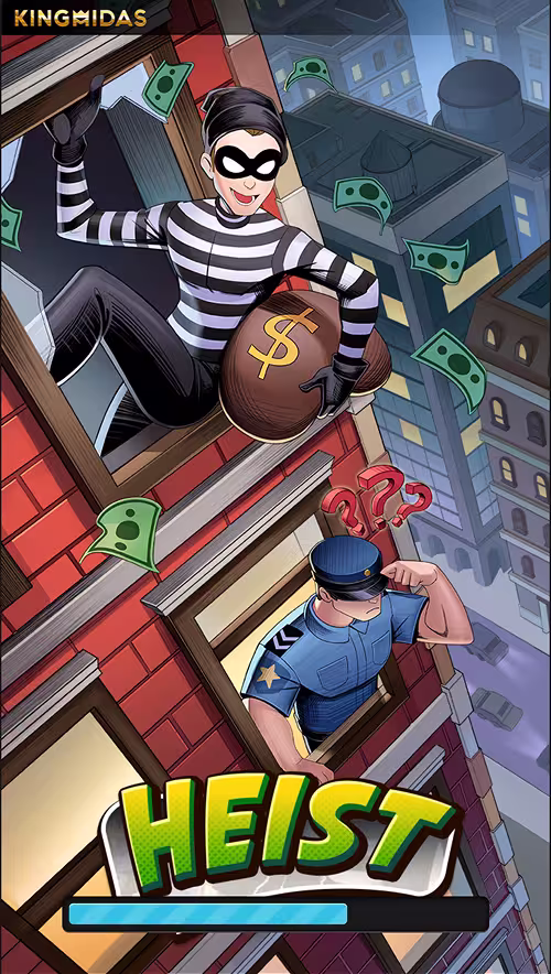 A gameplay screenshot of Heist by KingMidas showing the pre-loader graphic