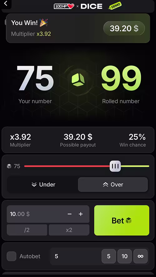 Dice mobile gameplay screenshot 2
