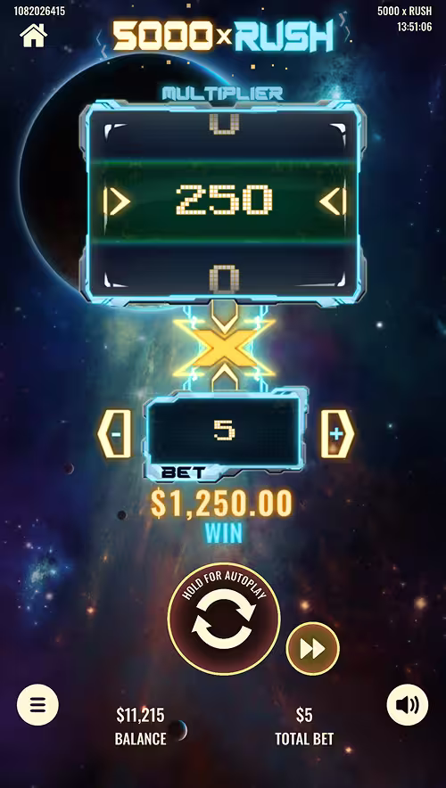 A gameplay screenshot of 5000 X Rush by Platipus