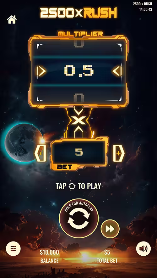 A gameplay screenshot of 2500 X Rush by Platipus