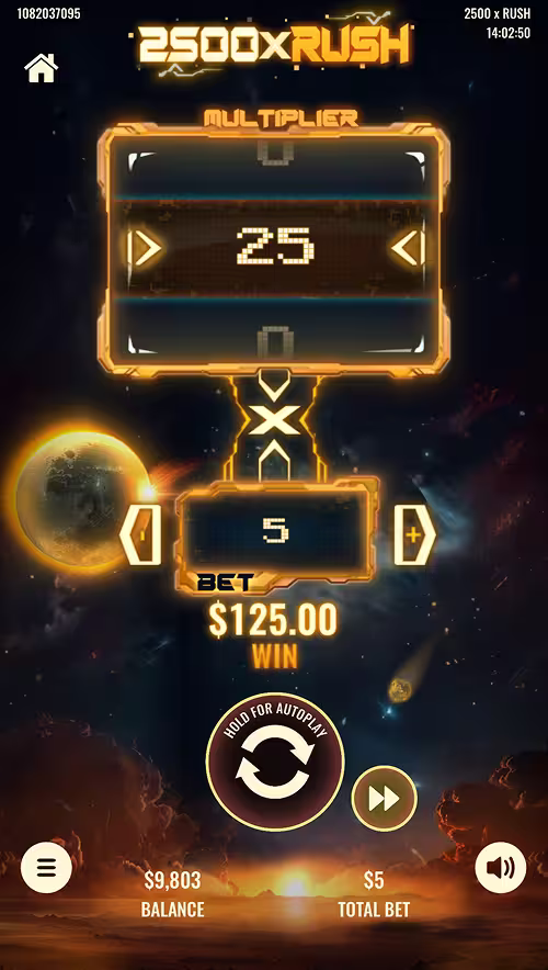 A gameplay screenshot of 2500 X Rush by Platipus