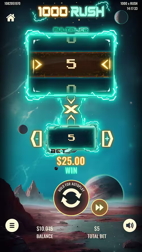 A gameplay screenshot of 1000 x Rush by Platipus
