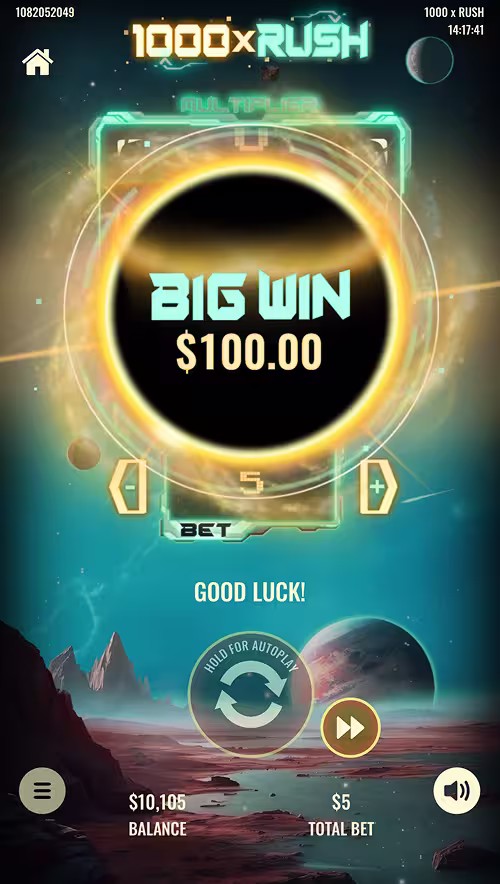 A gameplay screenshot of 1000 x Rush by Platipus