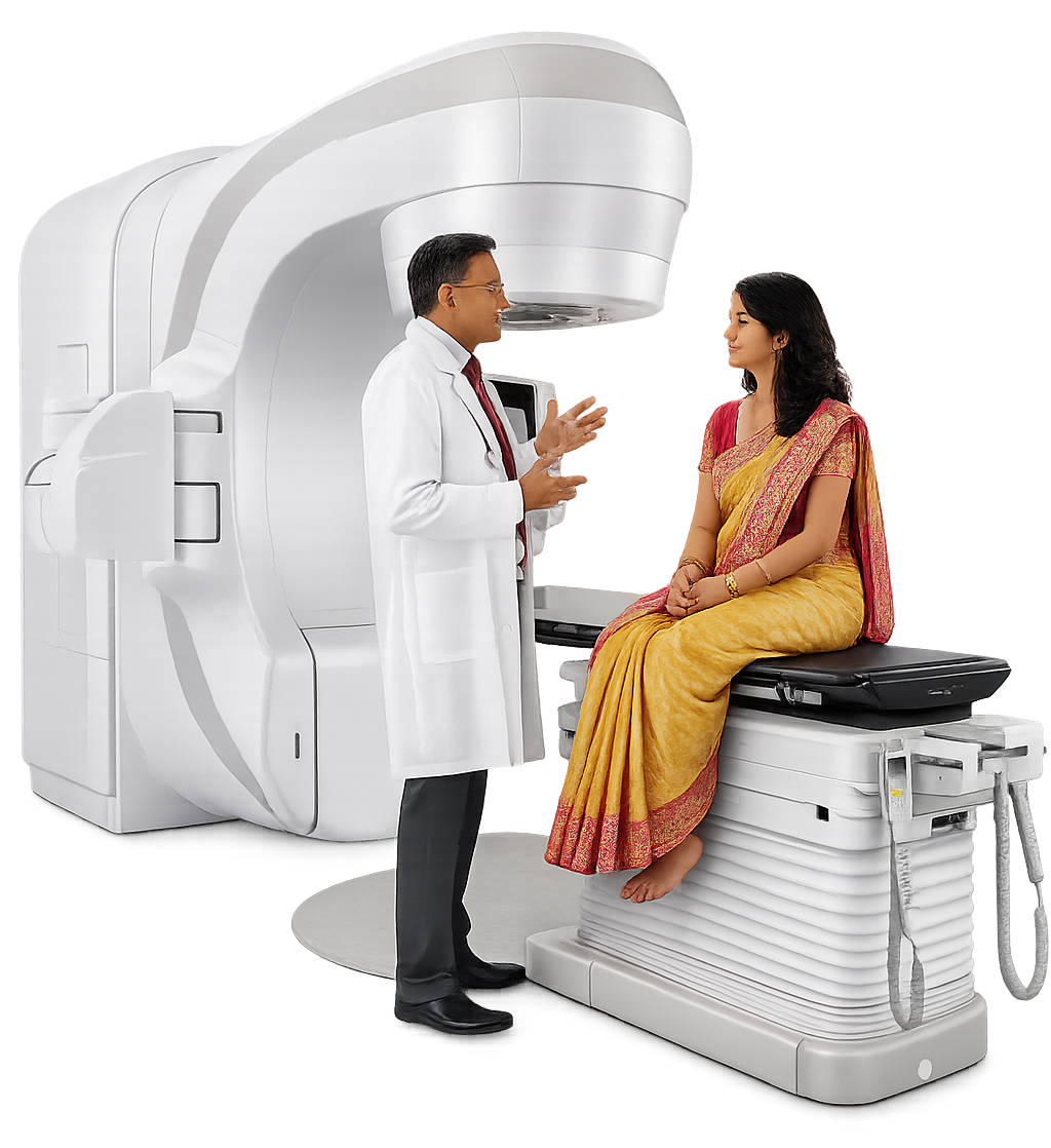 Cancer patient consulting with a doctor during treatment, illustrating supportive care that may help improve energy, digestion, sleep, and overall wellbeing.