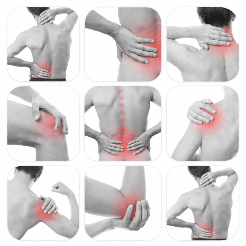 Images showing multiple body areas affected by muscle tenderness and pain associated with fibromyalgia.