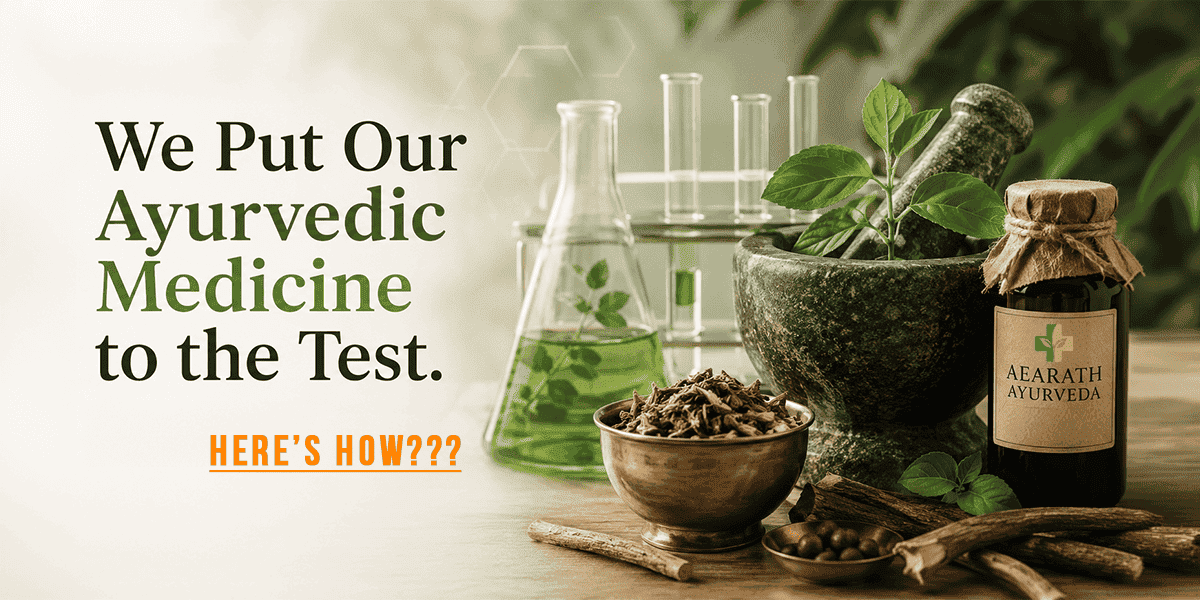 Herbs, a stone mortar and pestle, and a medicine bottle beside laboratory glassware.