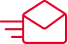 Red envelope icon with motion lines representing sending email.