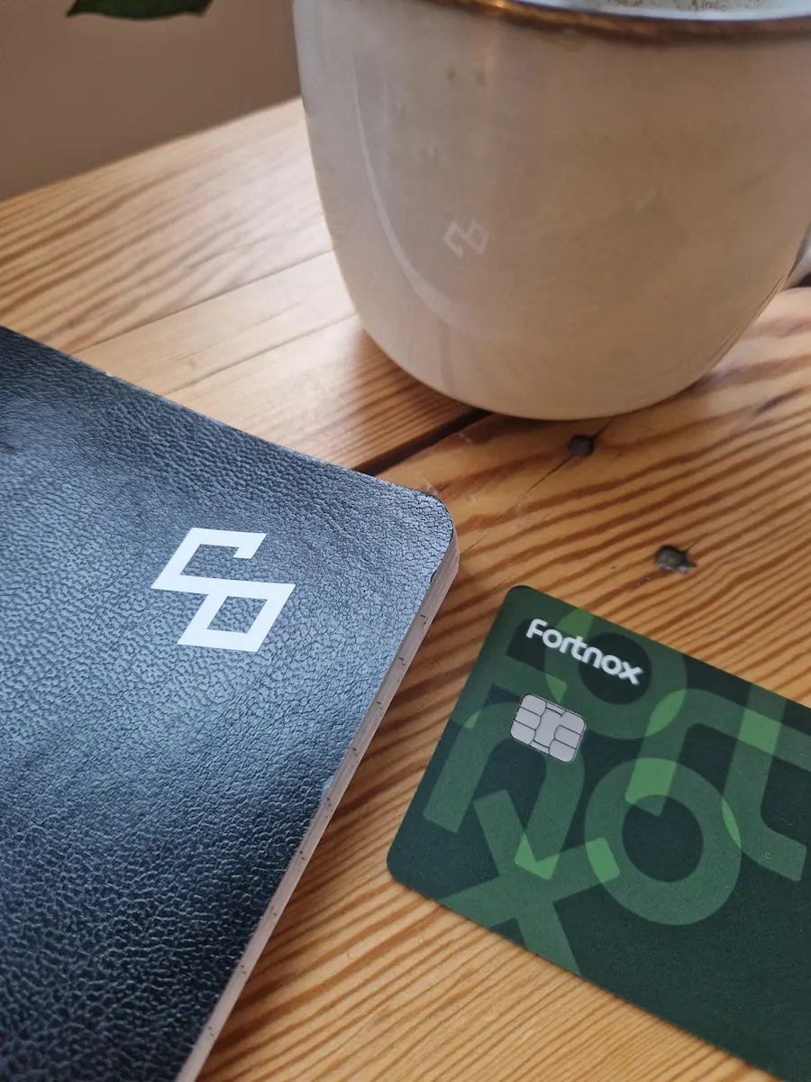 Bild på kaffe, företagslogga och företagskort