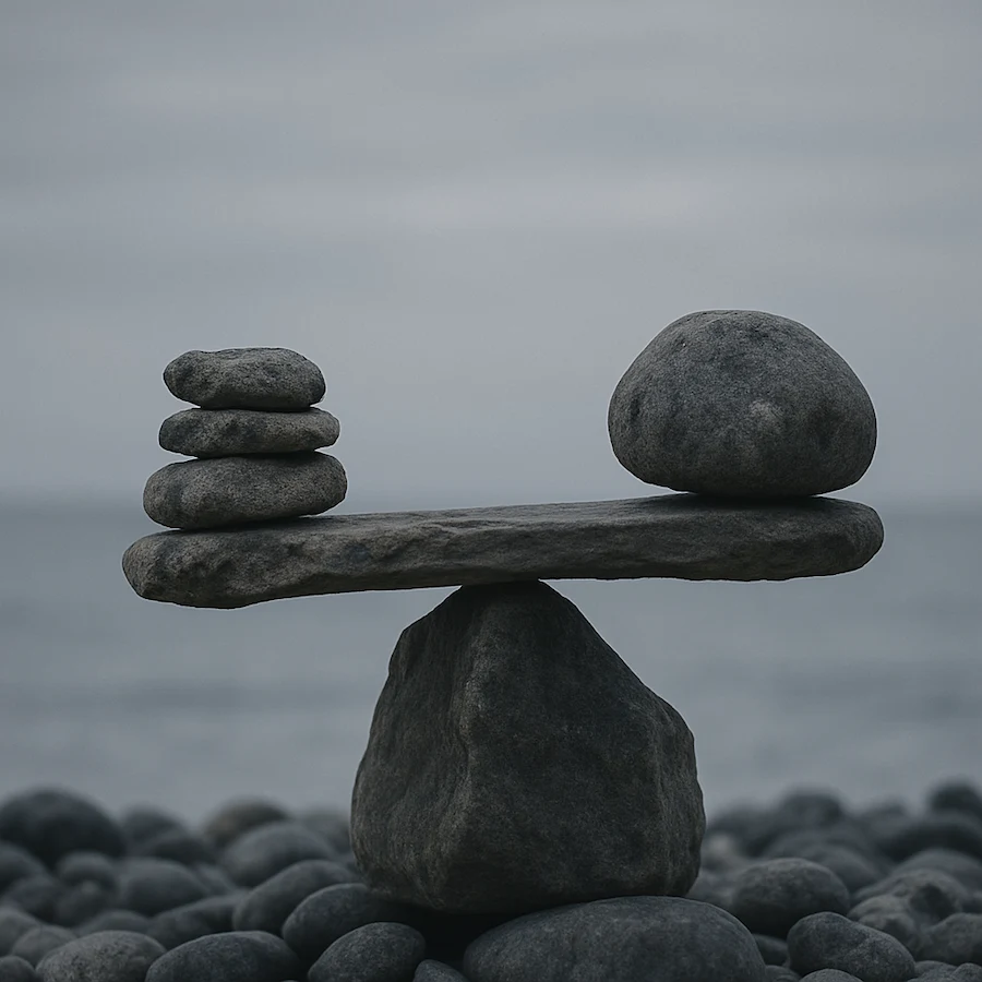 Stenar som balanserar som en våg