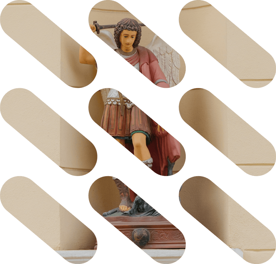 Stilizált kép, melyen kis kapszulákban látható Szent Imre herceg szobra, az óvoda névadója